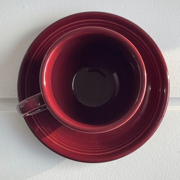 Fiesta Homer Laughlin Cinnabar Tea Cup and Saucer - Picture 5 of 9